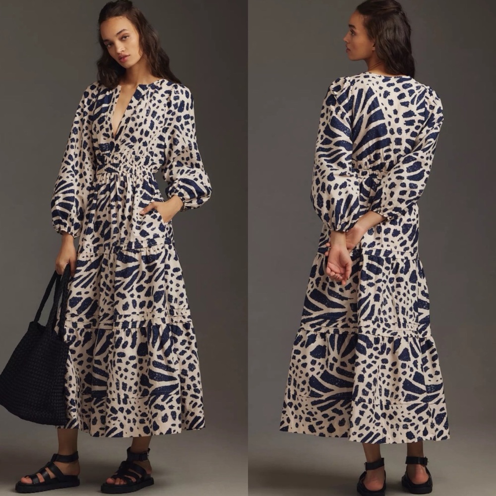 Anthropologie The Somerset Maxi Dress Long-Sleeve Poplin Edition Small Petite - Picture 1 of 11